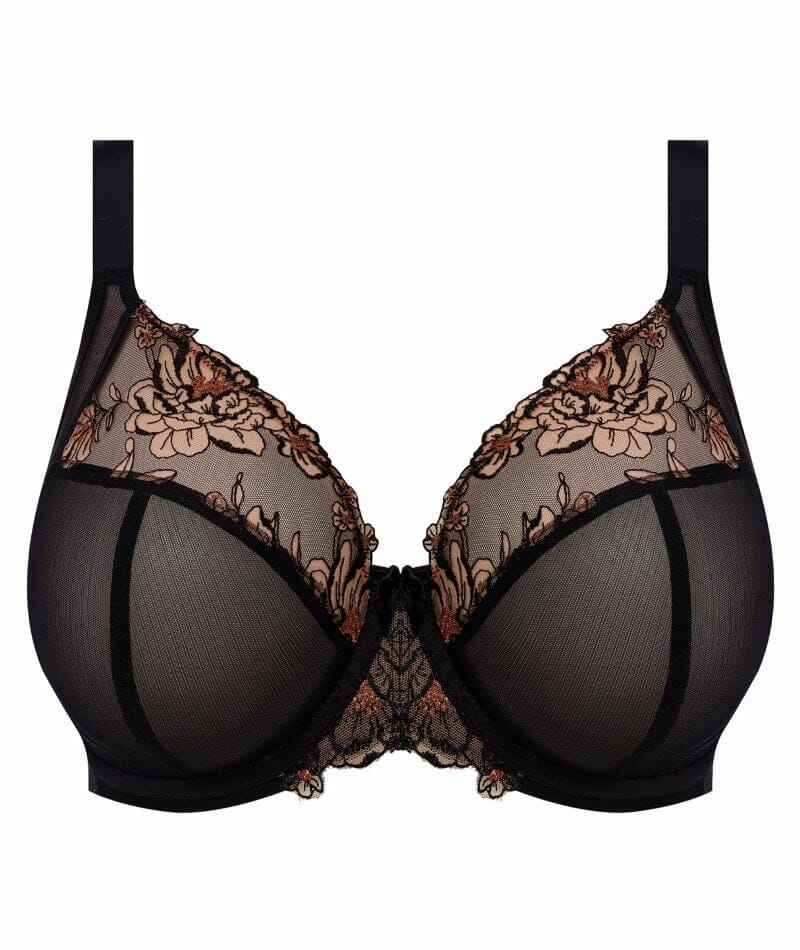Elomi Teagan Underwire Plunge Bra - Black/Almond Bras