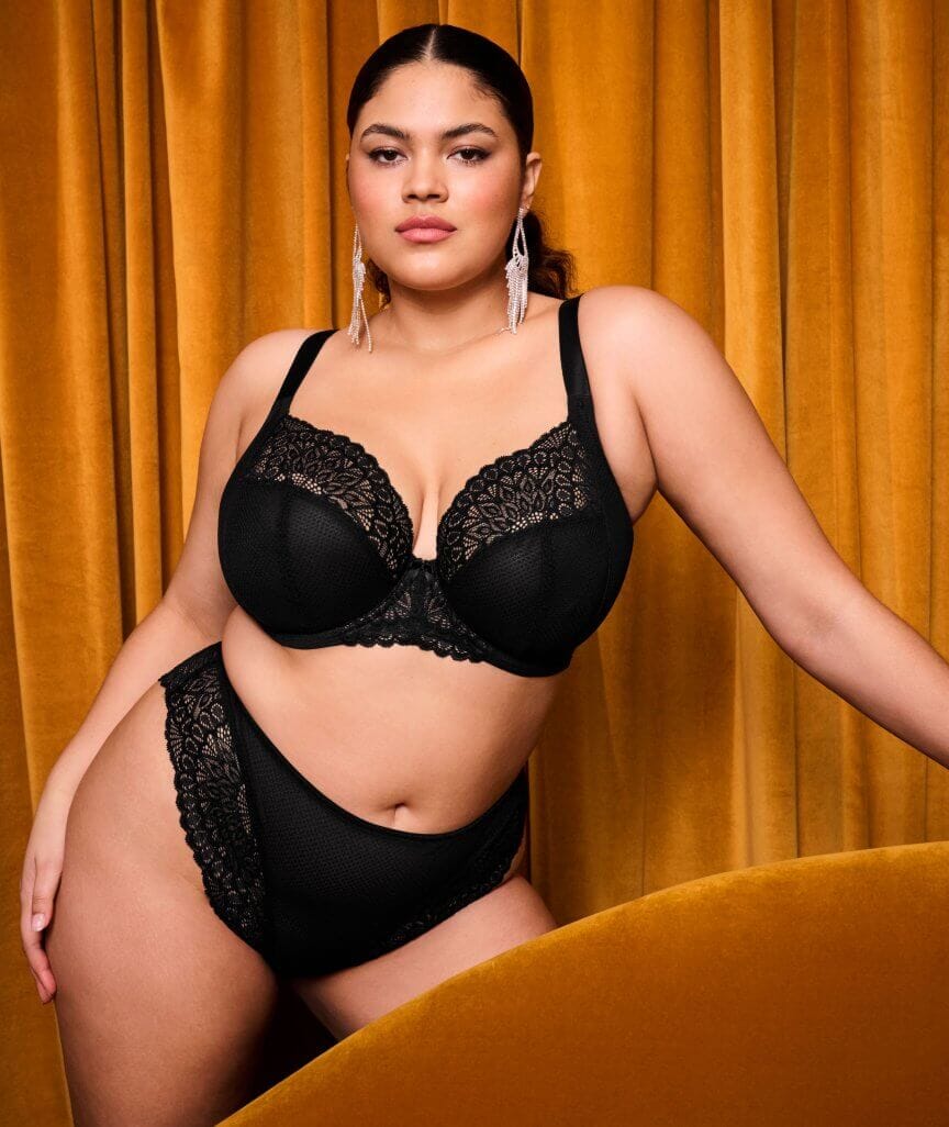 Elomi Tiernie Underwire Stretch Plunge Bra - Black Bras