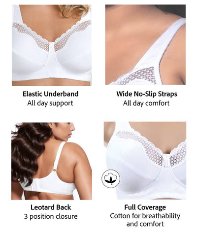 Exquisite Form Fully Cotton Soft Cup Wire-Free Bra With Lace 2 Pack - Damask Neutral/White Bras
