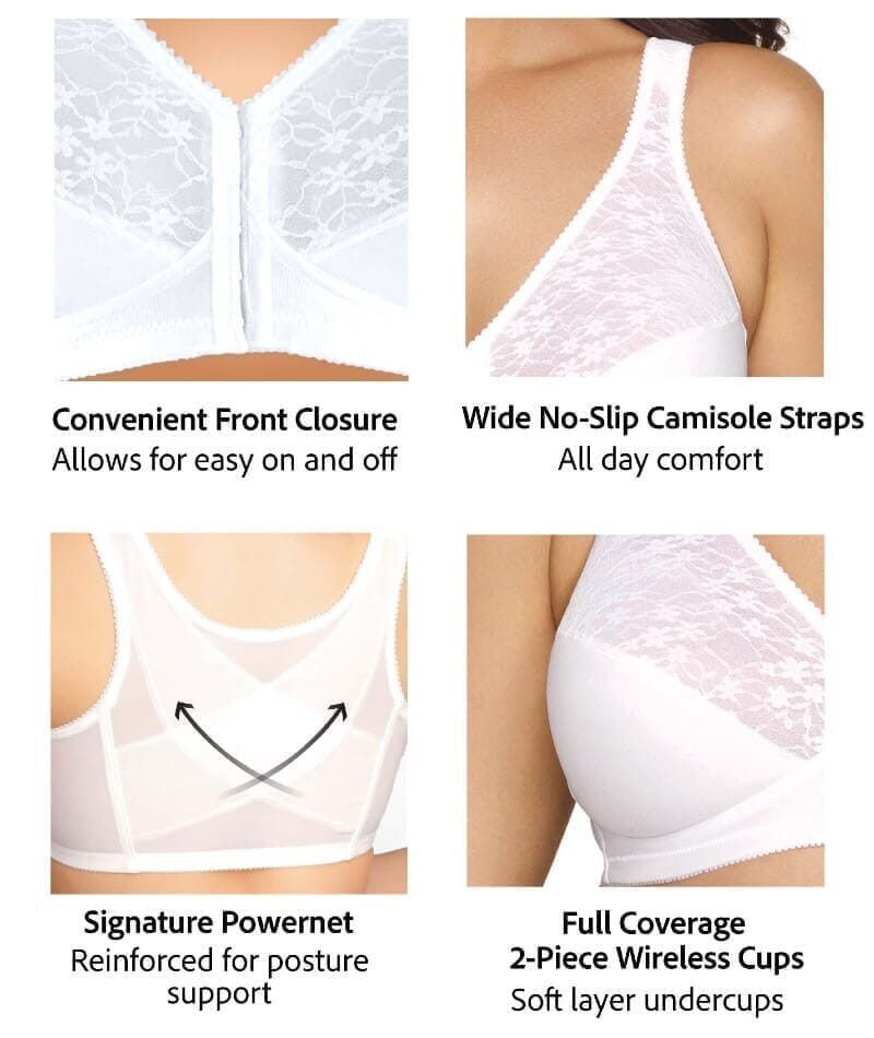 Exquisite Form Fully Front Close Wire-free Posture Bra With Lace - Beige Bras