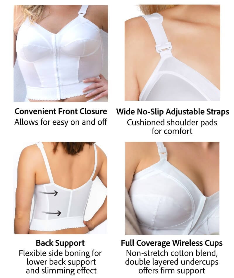 Exquisite Form Fully Front Close Longline Posture Bra - White Bras