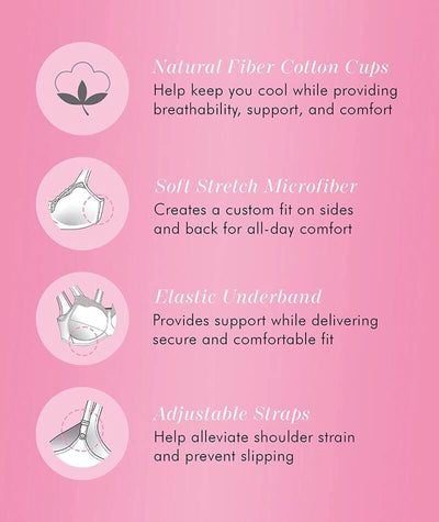 Exquisite Form Fully Cotton Soft Cup Wire-Free Bra With Lace 2 Pack - Damask Neutral/White Bras