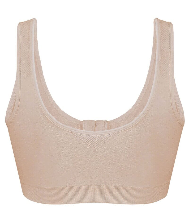 Exquisite Form Fully Seamless Wire-Free Full Coverage Bra with Front Closure - Nude Bras