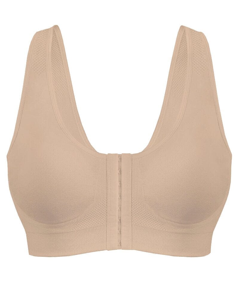 Exquisite Form Fully Seamless Wire-Free Full Coverage Bra with Front Closure - Nude Bras