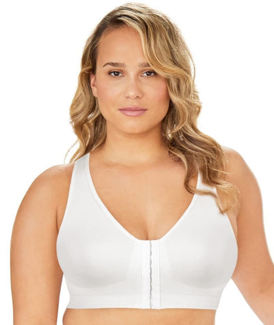 Exquisite Form Fully Seamless Wire-Free Full Coverage Bra with Front Closure - White Bras