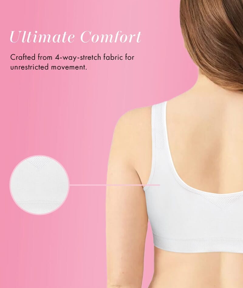 Exquisite Form Fully Seamless Wire-Free Full Coverage Bra with Front Closure - White Bras