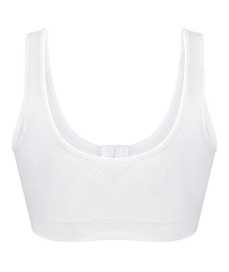 Exquisite Form Fully Seamless Wire-Free Full Coverage Bra with Front Closure - White Bras