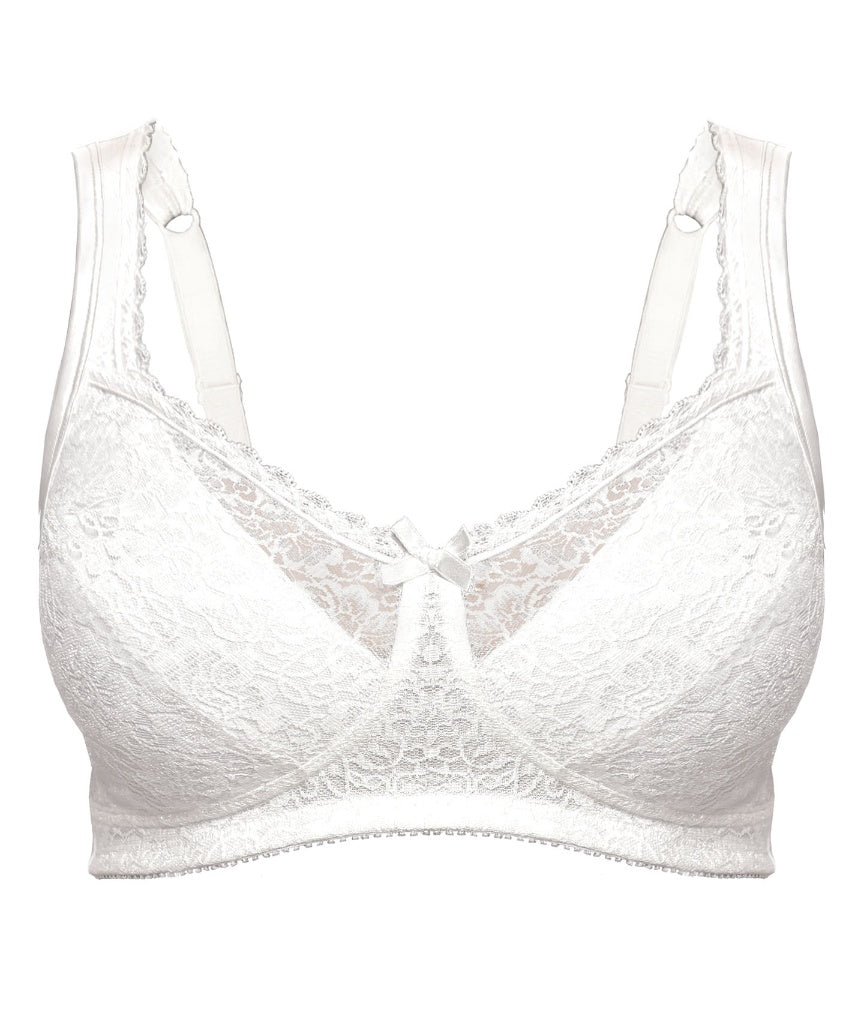 Exquisite Form Fully Wireless Full Coverage Comfort Lace Bra - White