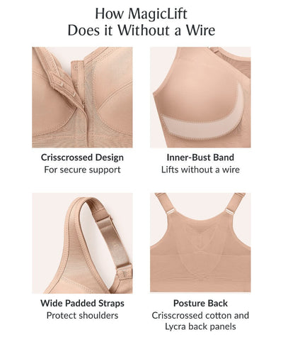 Glamorise MagicLift Front-Closure Posture Back Wire-free Bra - Blue