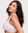 Glamorise Front-Closure Cotton T-Back Wire-free Comfort Bra - White Bras