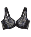 Glamorise Lacey T-Back Front-Closure WonderWire Bra - Black Bras