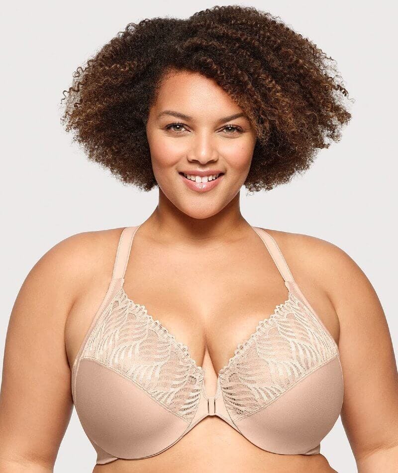 Glamorise Front-Closure T-Back WonderWire Bra 2 Pack - Black/Cafe Bras 