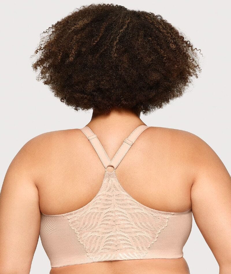 Glamorise Front-Closure T-Back WonderWire Bra - Cafe Bras 