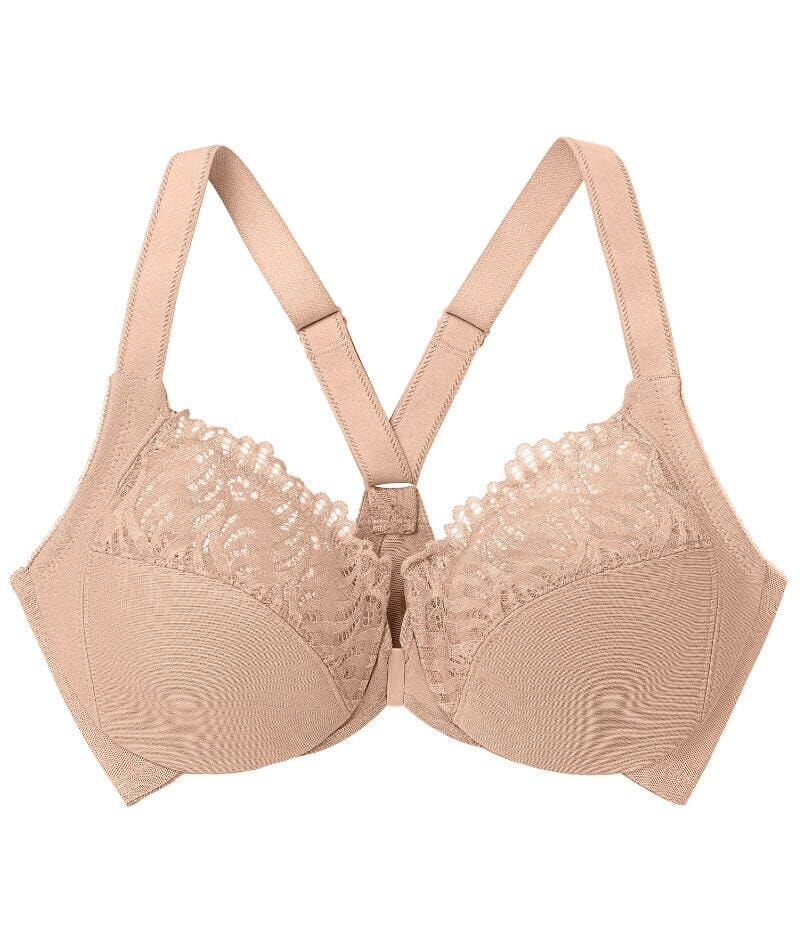 Glamorise Front-Closure T-Back WonderWire Bra 2 Pack - Cafe Bras