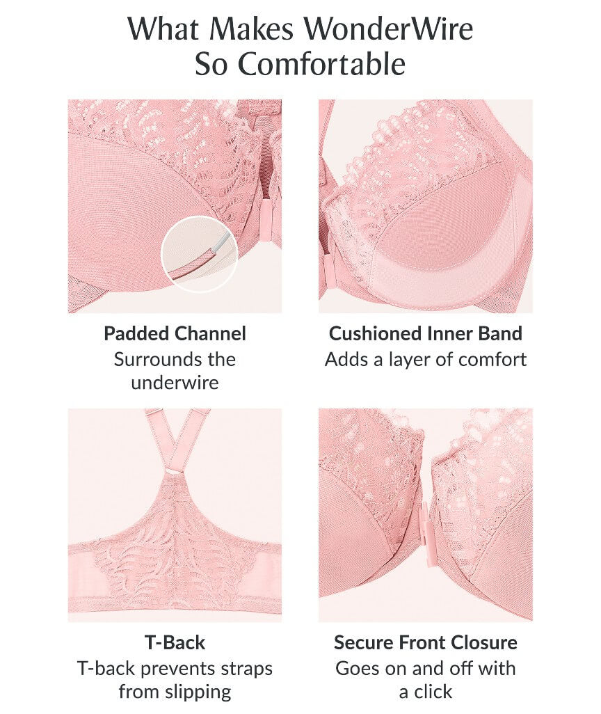 Glamorise Front-Closure T-Back WonderWire Bra 2 Pack - Black/Cafe