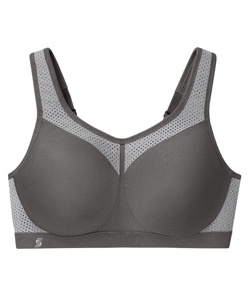 Glamorise High Impact Underwire Sports Bra Grey Curvy Bras