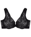 Glamorise Lacey T-Back Front-Closure WonderWire Bra - Solid Black Bras