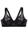 Glamorise Lacey T-Back Front-Closure WonderWire Bra - Solid Black Bras