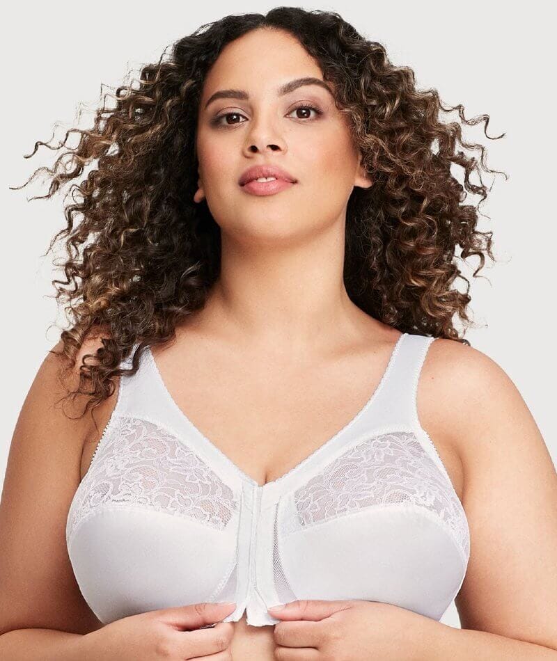 Glamorise MagicLift Front-Closure Wire-free Support Bra - White Bras 