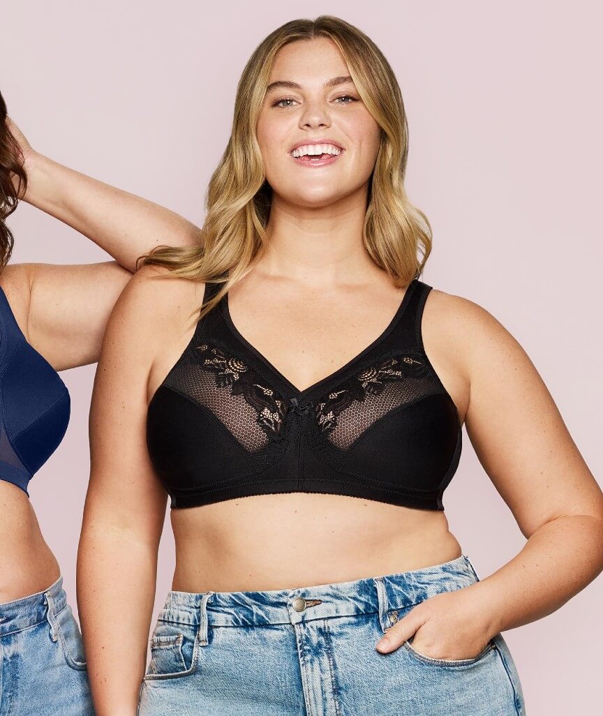 Glamorise MagicLift Wire-free Minimizer Bra - Black