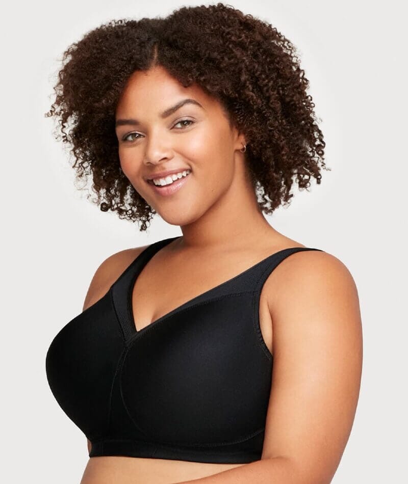 Glamorise MagicLift Seamless Wire-free Sports Bra - Black - Curvy Bras