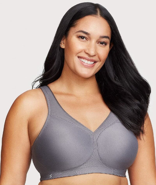 Curvy Couture Confident Wireless Sports Bra #1248 - Gray/Tangerine, US Sizes C-H (NWT)