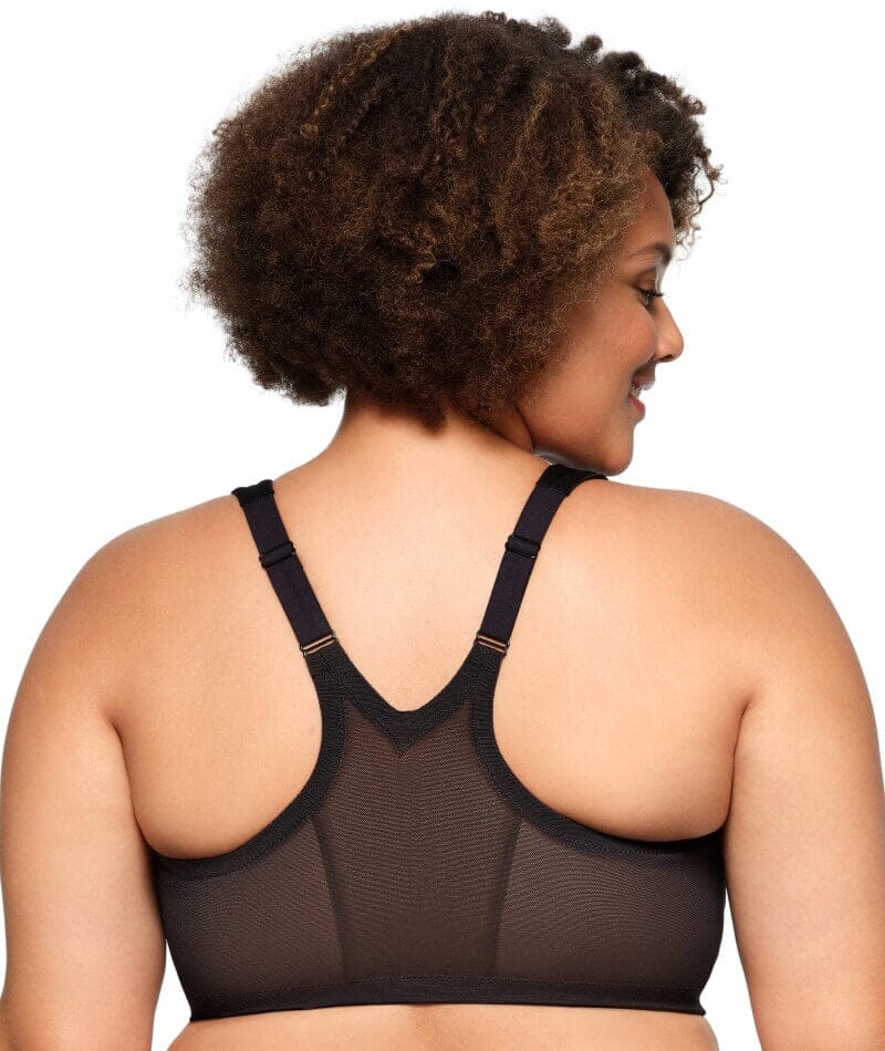 Glamorise MagicLift Wire-Free Front-Closure Racerback Bra - Black Bras 
