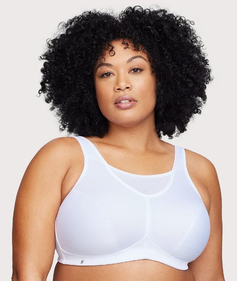 AGONVIN Women's High Impact Support Wirefree Bounce Control Plus Size  Workout Sports Bra White 32E