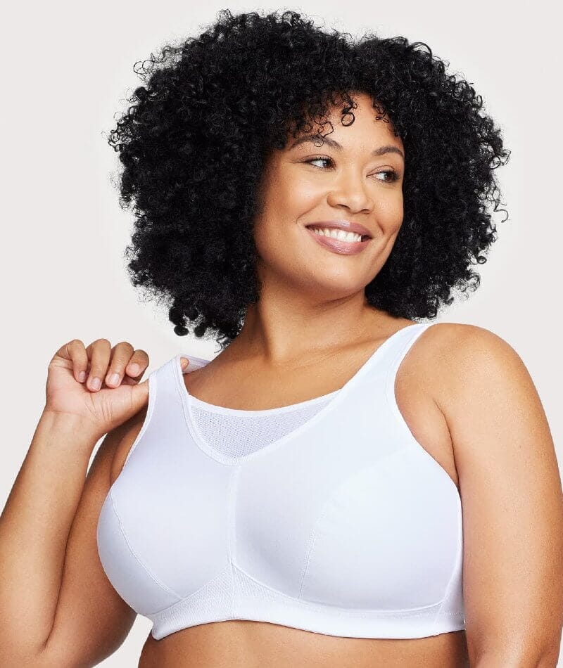 Glamorise No-Bounce Camisole Wire-free Sports Bra - White - Curvy Bras