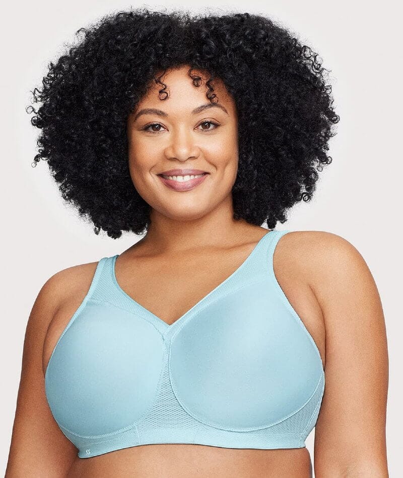 Glamorise MagicLift Seamless Wire-free Sports Bra - Frosted Aqua - Curvy  Bras