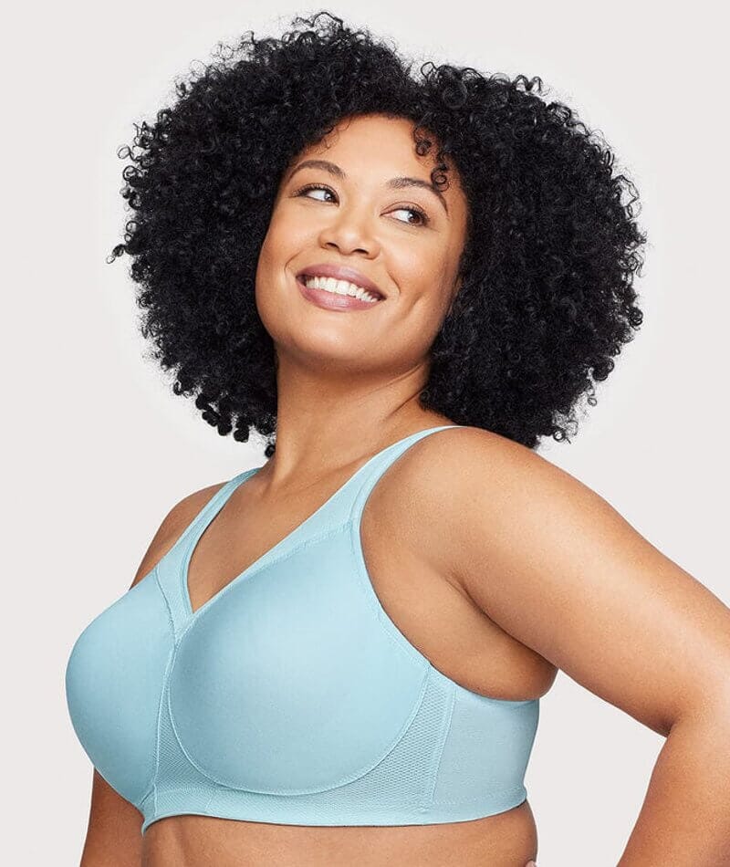 Glamorise MagicLift Seamless Wire-free Sports Bra - Frosted Aqua - Curvy  Bras