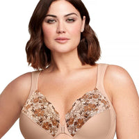 Glamorise WonderWire Front-Closure Bra - Cafe Print