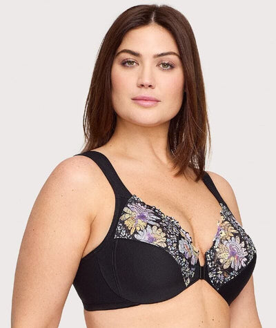 Glamorise Womens WonderWire Front-Closure Underwire Bra 1245 Black 38D