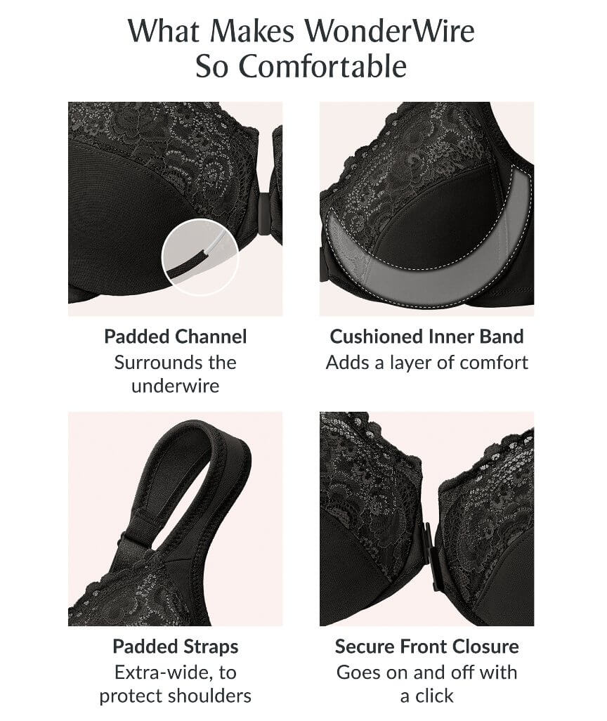Glamorise WonderWire Front-Closure Bra 2 Pack - Black/Cappuccino