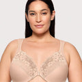 Glamorise WonderWire Front-Closure Cotton Bra - Cafe