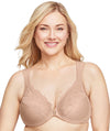 Glamorise WonderWire Front-Closure Posture Back Lace Bra - Cafe