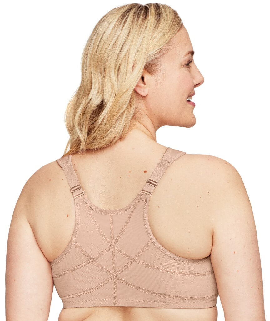 Glamorise WonderWire Front-Closure Posture Back Lace Bra - Cafe