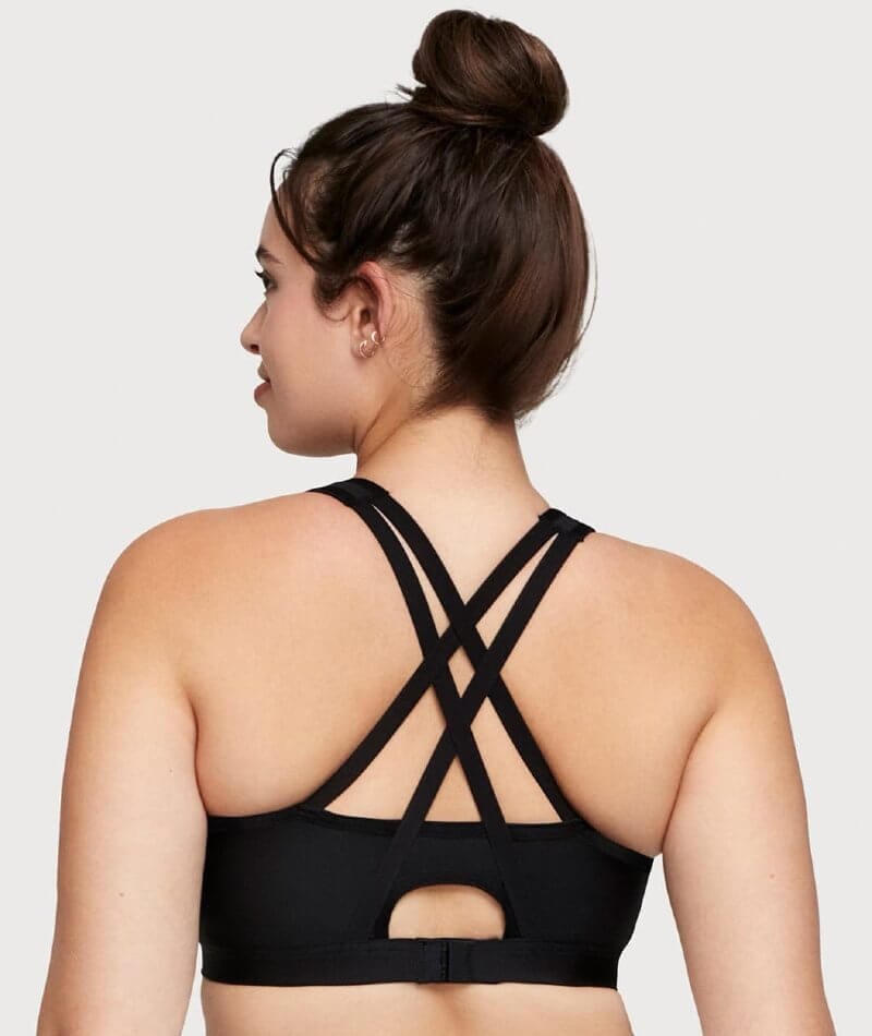 Glamorise Zip Up Front-Closure Wire-free Sports Bra - Black Bras