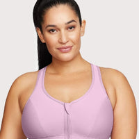 Glamorise Zip Up Front-Closure Wire-free Sports Bra - Lavender