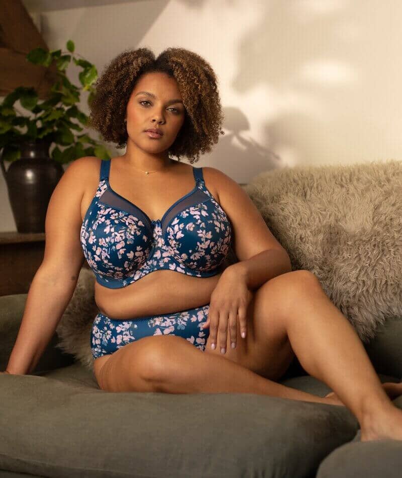 Goddess Kayla Underwired Banded Bra - Teal Blossom Bras 