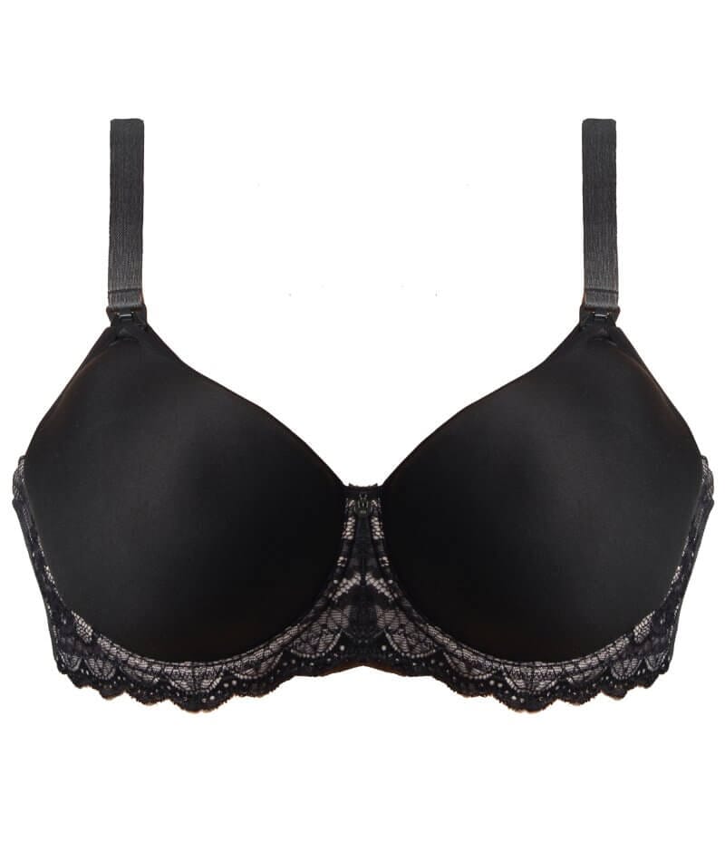 Microfibre & Lace Nursing Bra - black, Maternity