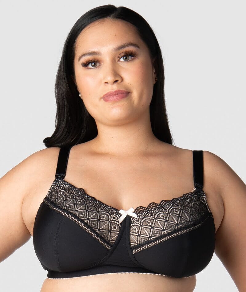 Elila Cotton Cup Wire-Free Nursing Bra - Black - Curvy