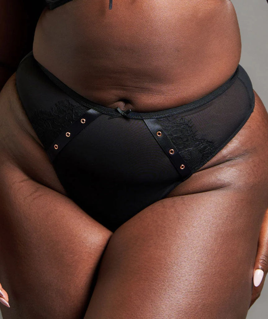 Scantilly Laced Up High Waist Thong - Black