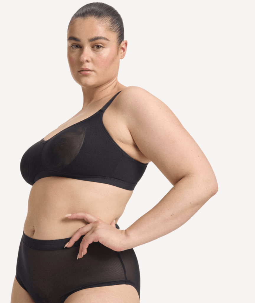 Nala Mesh Comfort Wirefree Bralette - Licorice