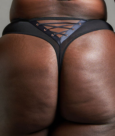 Scantilly Laced Up High Waist Thong - Black