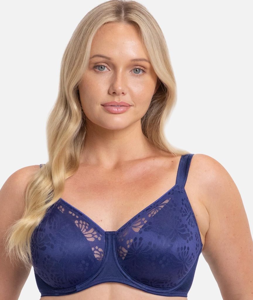 Triumph Lacy Minimizer Bra - True Navy