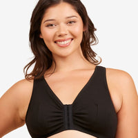 Leading Lady The Meryl Cotton Front Opening Wire-free Leisure Bra - Black