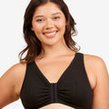 Leading Lady The Meryl Cotton Front Opening Wire-free Leisure Bra - Black