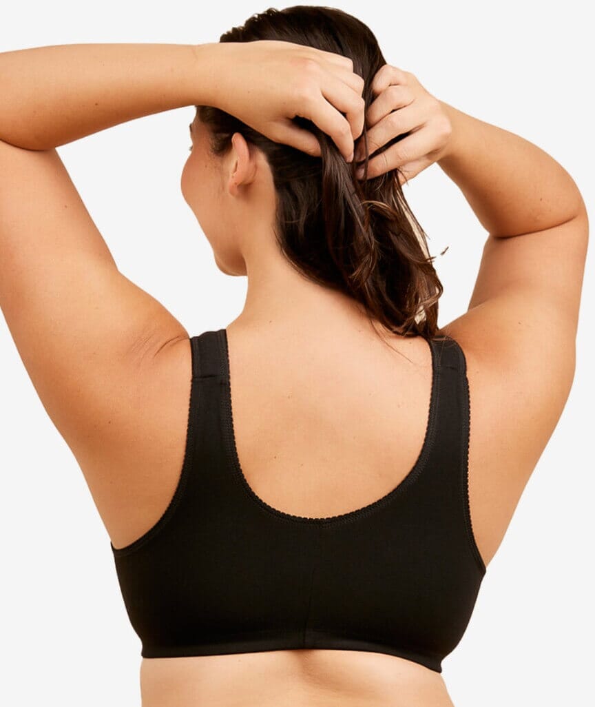 Leading Lady The Meryl Cotton Front Opening Wire-free Leisure Bra - Black Bras