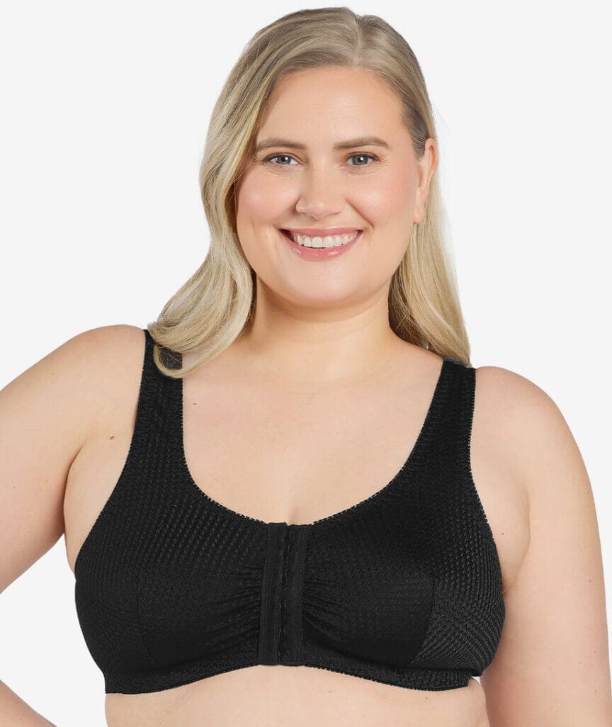 Leading Lady Marlene Wire-free Front Close Comfort Bra - Black Bras 